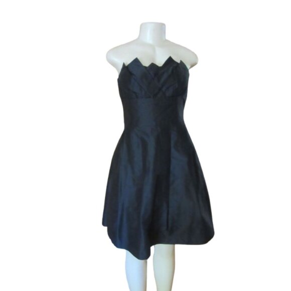 Vintage Trina Turk Black Silk Sleeveless Party Dress W/ Ruffles Size 4 - Picture 5 of 9